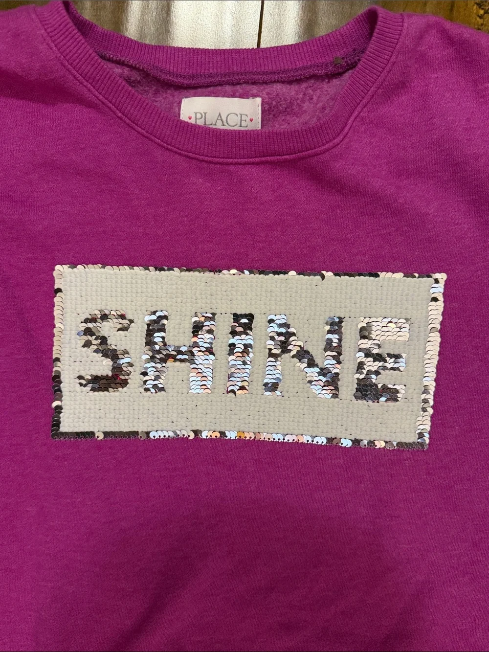 The Children's Place Fuchsia/Purple Sequin 'SHINE' Sweatshirt